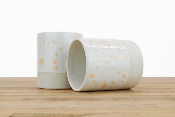 Pink/Teal/Peach Spotted Glaze Cups - Three Sizes!