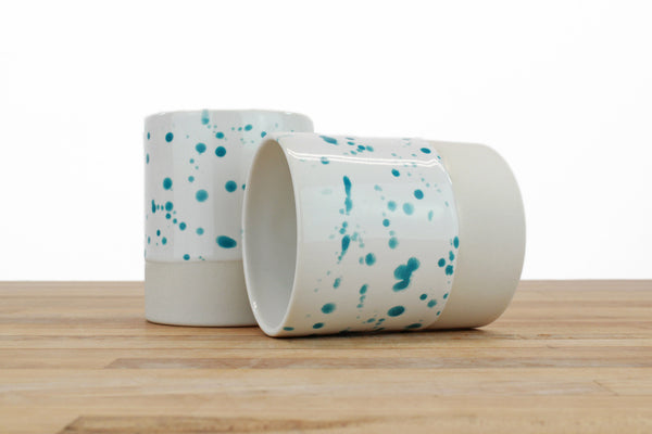 Pink/Teal/Peach Spotted Glaze Cups - Three Sizes!
