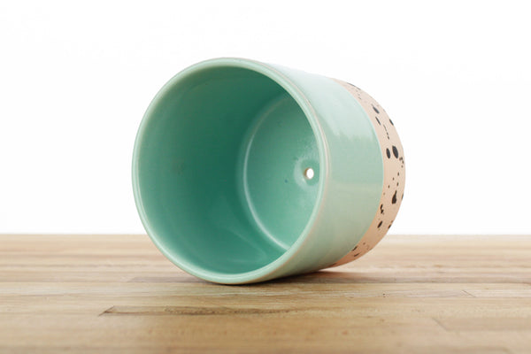 4 inch Dipped and Dotted Cylinder Planter with Saucer