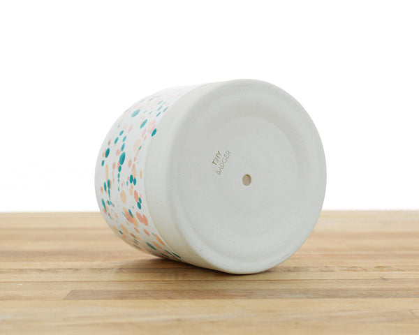 4 inch Spotted Glaze Cylinder Planter with Saucer