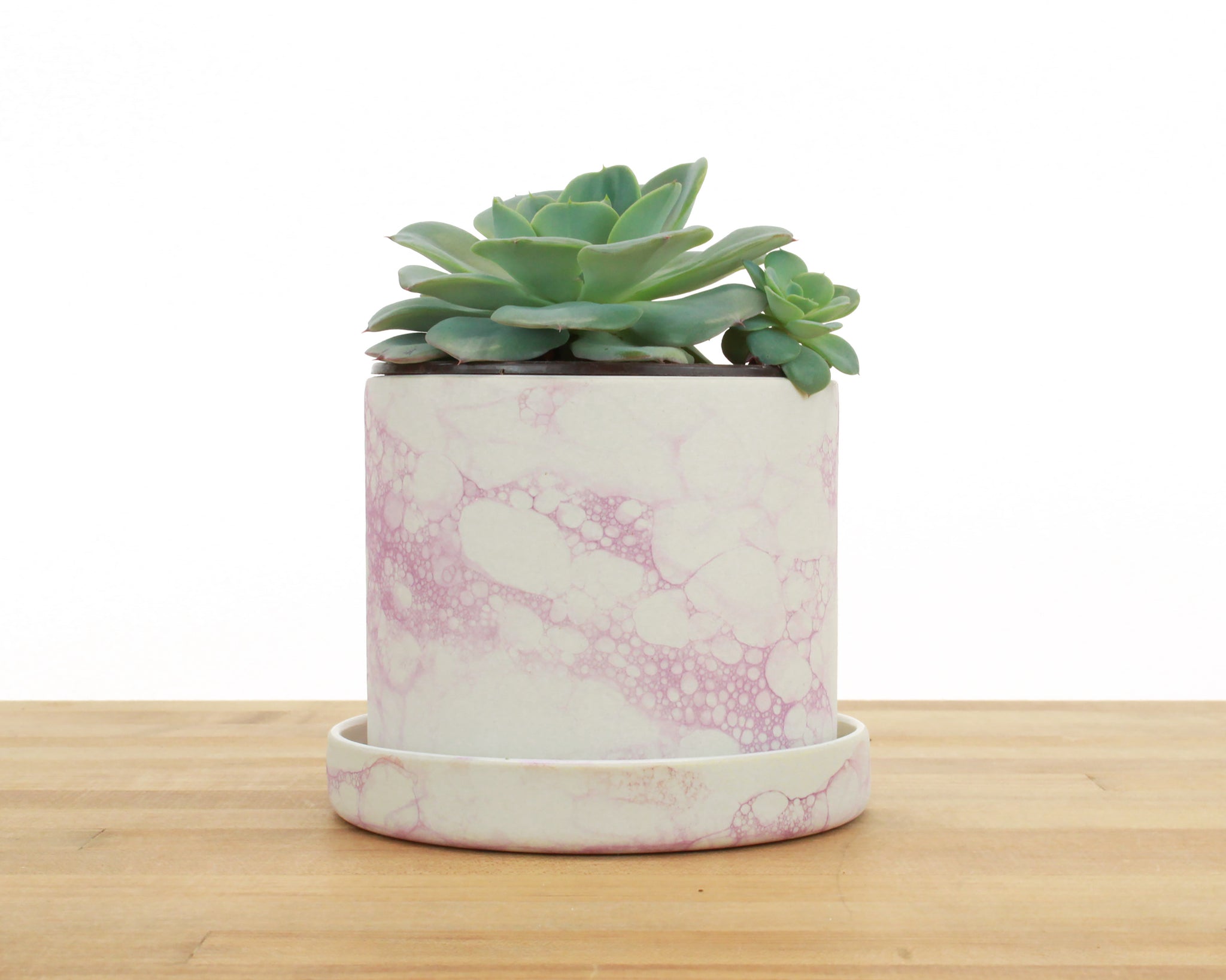 cylinder planter with saucer 4 inch Purple Bubble Glaze Cylinder Planter with Saucer – Tiny Badger Ceramics