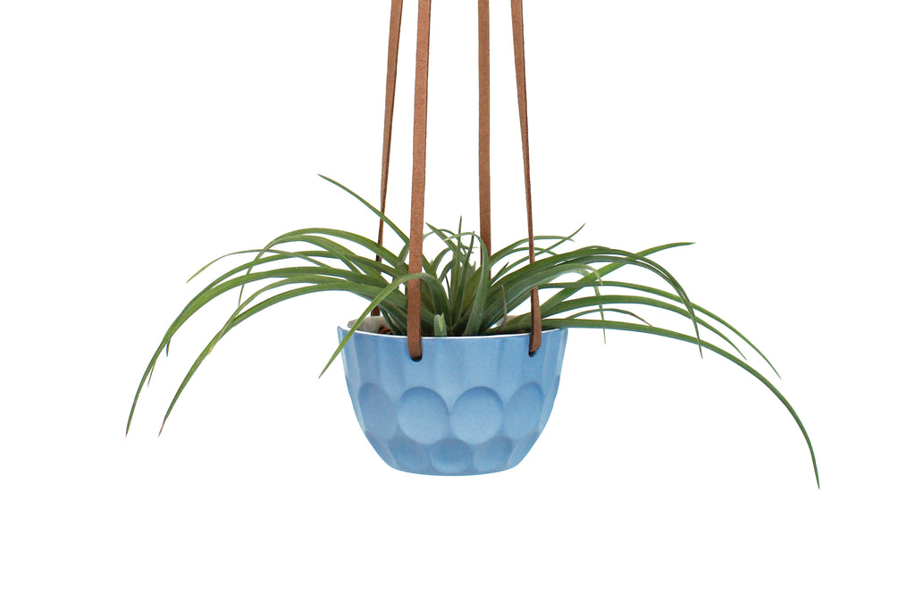 blue and white ceramic hanging planter Hanging Planter