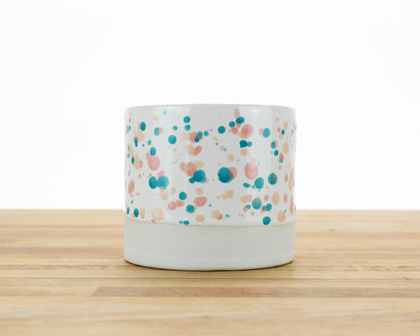 4 inch Spotted Glaze Cylinder Planter with Saucer